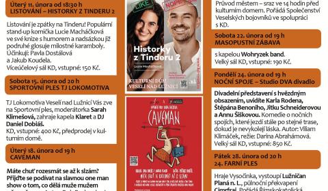 Program Kulturního domu Veselí nad Lužnicí - únor 2025