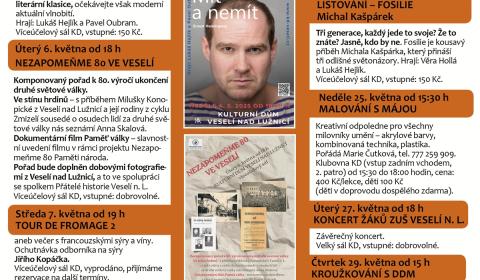 Program Kulturního domu Veselí nad Lužnicí - květen 2025