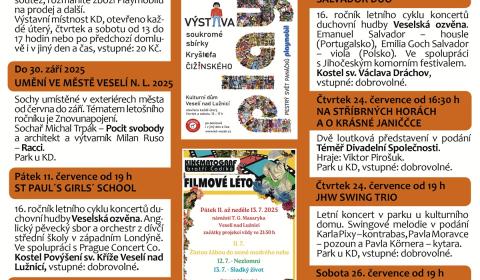 Program Kulturního domu Veselí nad Lužnicí - červenec 2025