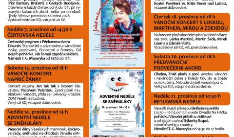Program Kulturního domu Veselí nad Lužnicí - prosinec 2025