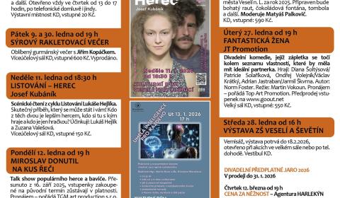 Program Kulturního domu Veselí nad Lužnicí - leden 2026