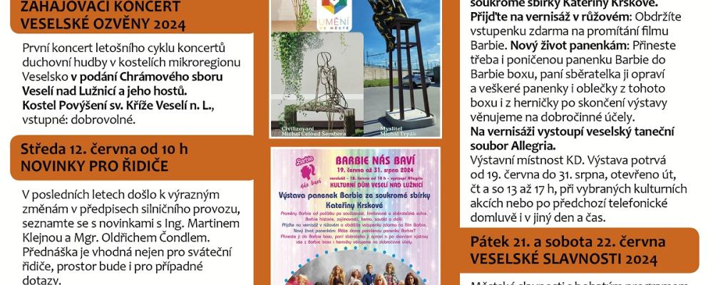 Program Kulturního domu Veselí nad Lužnicí - červen 2024