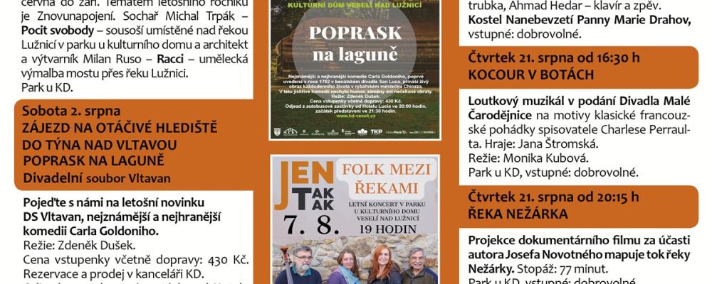 Program Kulturního domu Veselí nad Lužnicí - srpen 2025